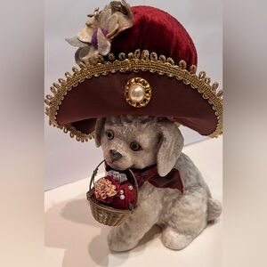 Vintage Katherine’s Collection Wayne dog puppy w/basket